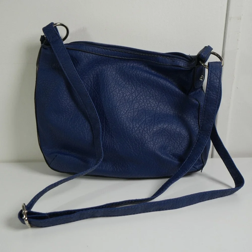 Rosetti Crossbody Bag Womens Medium Blue Pebbled Vegan Leather Adjustable Strap